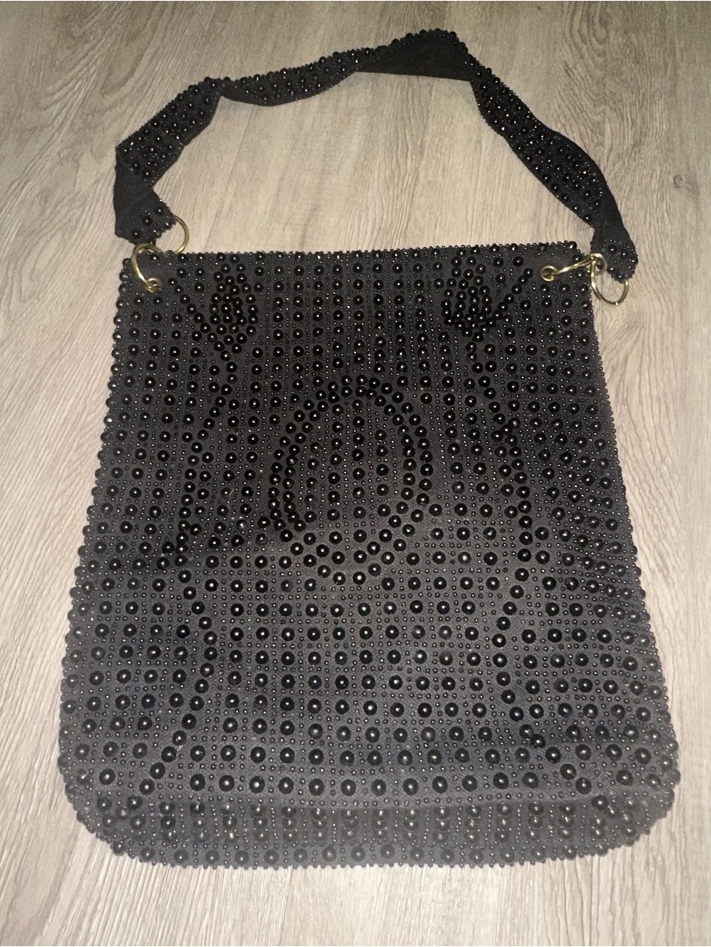 Vintage Laura Black Beaded Shoulder Bag Evening Bag Purse